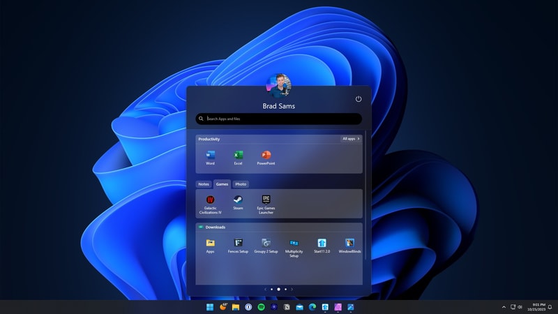 Start Menu App Style with Tabs